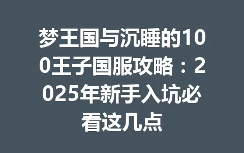 梦王国与沉睡的100王子国服攻略：2025年新手入坑必看这几点 一