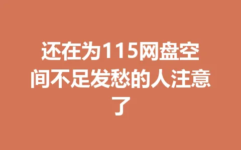 还在为115网盘空间不足发愁的人注意了 一
