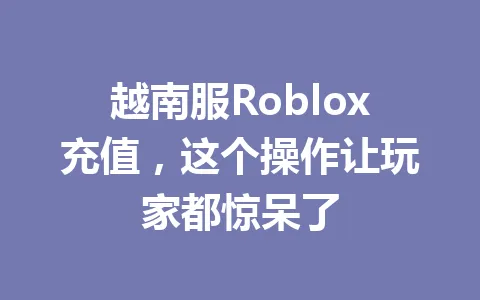 越南服Roblox充值，这个操作让玩家都惊呆了 一