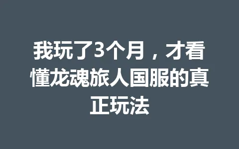 我玩了3个月，才看懂龙魂旅人国服的真正玩法 一