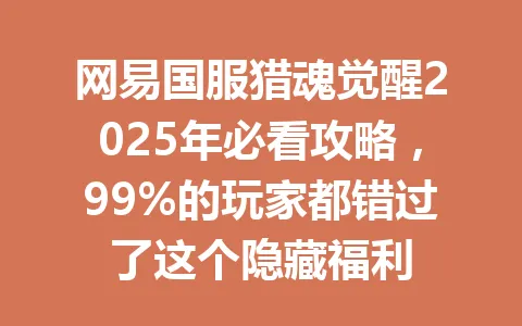 网易国服猎魂觉醒2025年必看攻略,99%的玩家都错过了这个隐藏福利 一