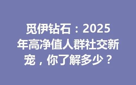 觅伊钻石:2025年高净值人群社交新宠,你了解多少? 一
