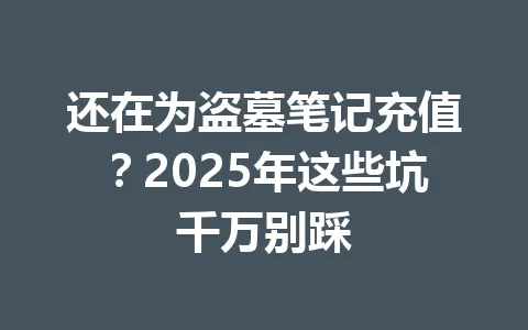 还在为盗墓笔记充值？2025年这些坑千万别踩 一