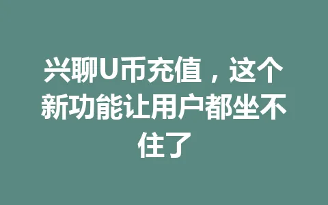 兴聊U币充值，这个新功能让用户都坐不住了 一