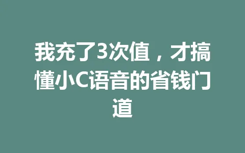 我充了3次值，才搞懂小C语音的省钱门道 一