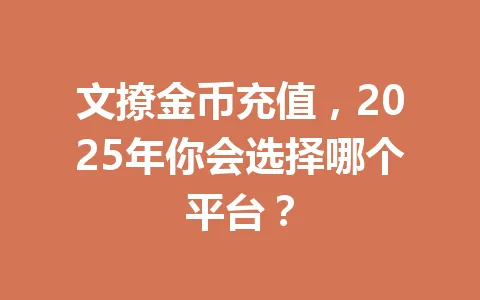 文撩金币充值，2025年你会选择哪个平台？ 一