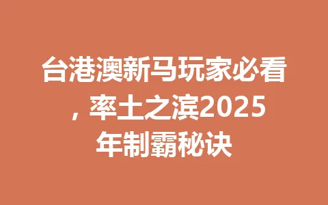 台港澳新马玩家必看，率土之滨2025年制霸秘诀 一