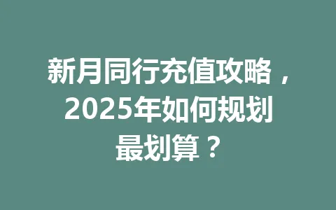新月同行充值攻略，2025年如何规划最划算？ 一