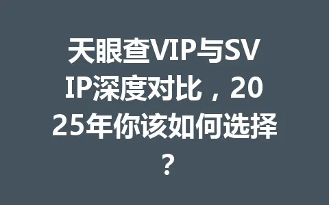 天眼查VIP与SVIP深度对比，2025年你该如何选择？ 一