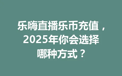 乐嗨直播乐币充值，2025年你会选择哪种方式？ 一