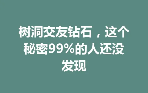 树洞交友钻石，这个秘密99%的人还没发现 一