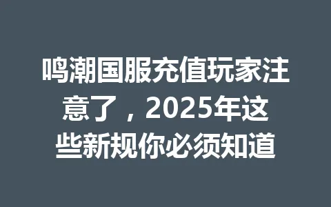 鸣潮国服充值玩家注意了，2025年这些新规你必须知道 一