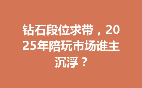 钻石段位求带，2025年陪玩市场谁主沉浮？ 一
