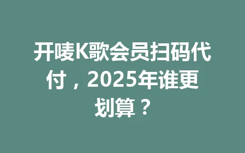 开唛K歌会员扫码代付，2025年谁更划算？ 一