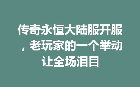 传奇永恒大陆服开服，老玩家的一个举动让全场泪目 一
