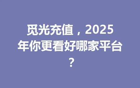 觅光充值，2025年你更看好哪家平台？ 一