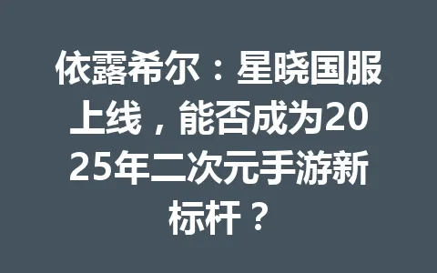 依露希尔:星晓国服上线,能否成为2025年二次元手游新标杆? 一