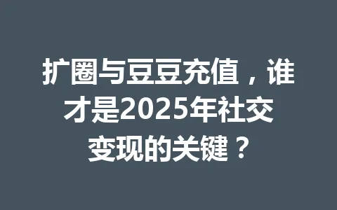 扩圈与豆豆充值，谁才是2025年社交变现的关键？ 一