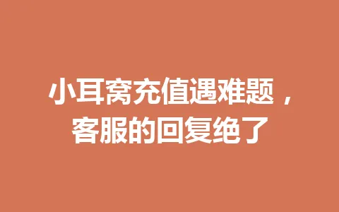 小耳窝充值遇难题，客服的回复绝了 一