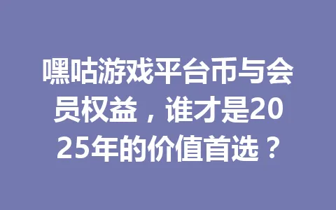嘿咕游戏平台币与会员权益，谁才是2025年的价值首选？ 一