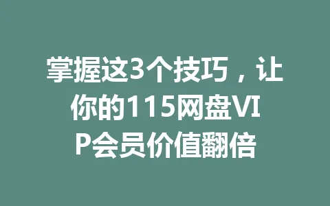掌握这3个技巧，让你的115网盘VIP会员价值翻倍 一