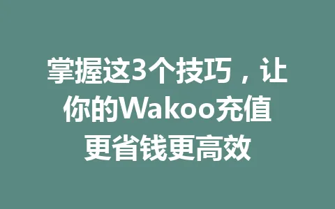 掌握这3个技巧，让你的Wakoo充值更省钱更高效 一