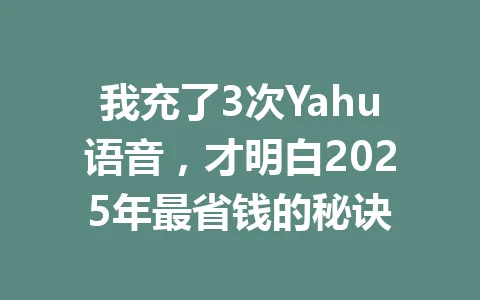 我充了3次Yahu语音，才明白2025年最省钱的秘诀 一