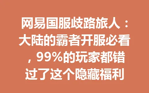 网易国服歧路旅人：大陆的霸者开服必看，99%的玩家都错过了这个隐藏福利 一