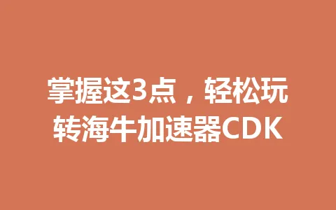 掌握这3点，轻松玩转海牛加速器CDK 一