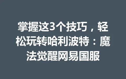 掌握这3个技巧,轻松玩转哈利波特:魔法觉醒网易国服 一