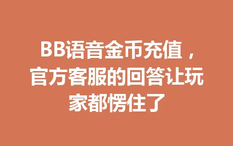 BB语音金币充值，官方客服的回答让玩家都愣住了 一