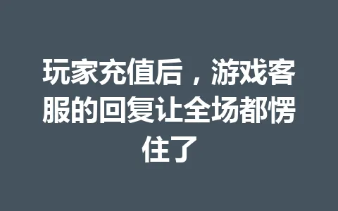 玩家充值后，游戏客服的回复让全场都愣住了 一
