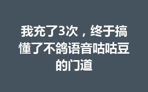 我充了3次，终于搞懂了不鸽语音咕咕豆的门道 一