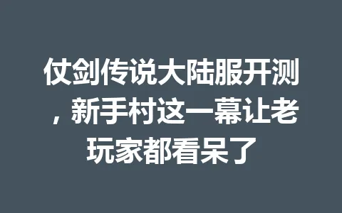 仗剑传说大陆服开测，新手村这一幕让老玩家都看呆了 一
