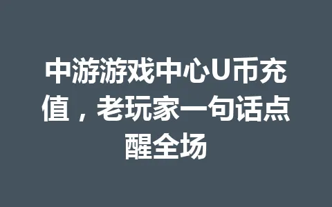 中游游戏中心U币充值，老玩家一句话点醒全场 一