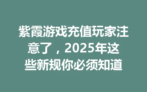紫霞游戏充值玩家注意了,2025年这些新规你必须知道 一