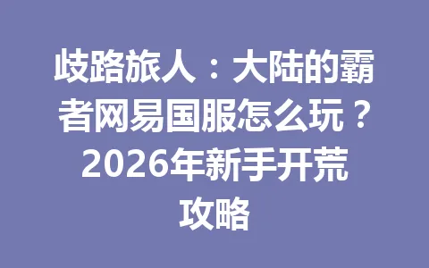歧路旅人:大陆的霸者网易国服怎么玩?2026年新手开荒攻略 一