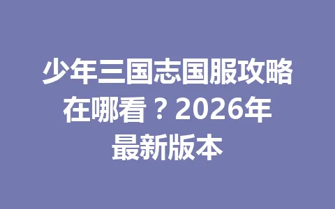 少年三国志国服攻略在哪看?2026年最新版本 一
