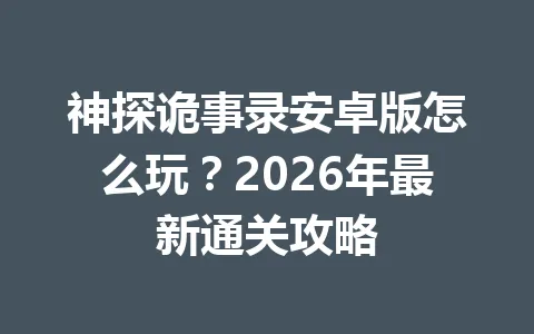 神探诡事录安卓版怎么玩？2026年最新通关攻略 一