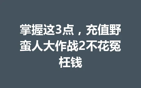 掌握这3点,充值野蛮人大作战2不花冤枉钱 一