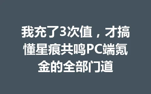 我充了3次值，才搞懂星痕共鸣PC端氪金的全部门道 一