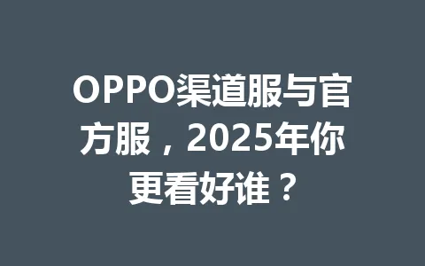 OPPO渠道服与官方服，2025年你更看好谁？ 一