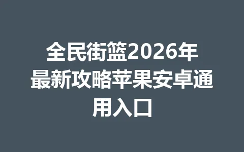 全民街篮2026年最新攻略苹果安卓通用入口 一