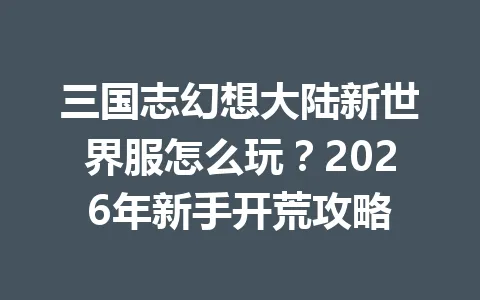 三国志幻想大陆新世界服怎么玩？2026年新手开荒攻略 一