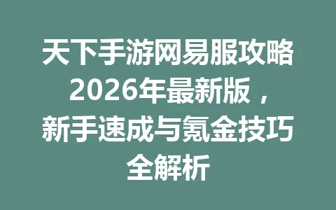 天下手游网易服攻略2026年最新版，新手速成与氪金技巧全解析 一