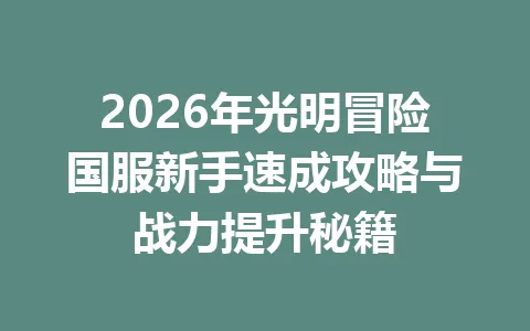 2026年光明冒险国服新手速成攻略与战力提升秘籍 一