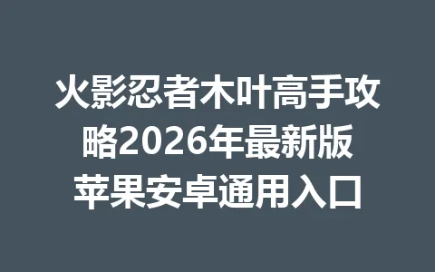 火影忍者木叶高手攻略2026年最新版苹果安卓通用入口 一