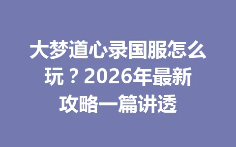 大梦道心录国服怎么玩？2026年最新攻略一篇讲透 一