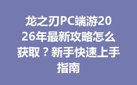 龙之刃PC端游2026年最新攻略怎么获取？新手快速上手指南 一