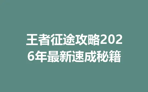 王者征途攻略2026年最新速成秘籍 一